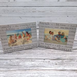 Lot Of 2 Vintage Family And Friends Themed Metal Picture Frames Holds 4x6 Photos
